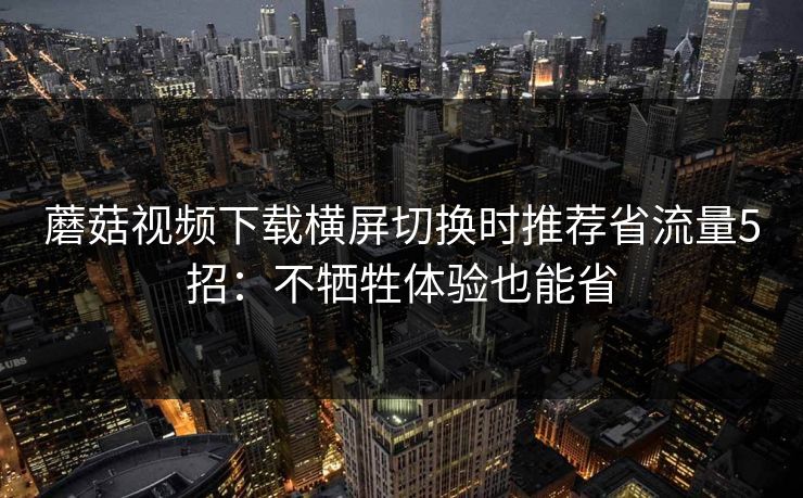 蘑菇视频下载横屏切换时推荐省流量5招：不牺牲体验也能省